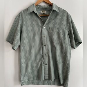 Haggar Men's Sage Striped Button Down Shirt